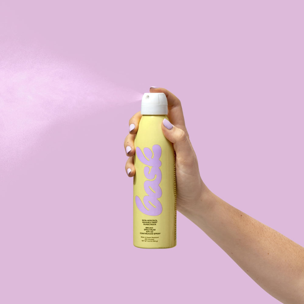 Bask Suncare SPF 50 moisturizing finish for non-greasy skin.