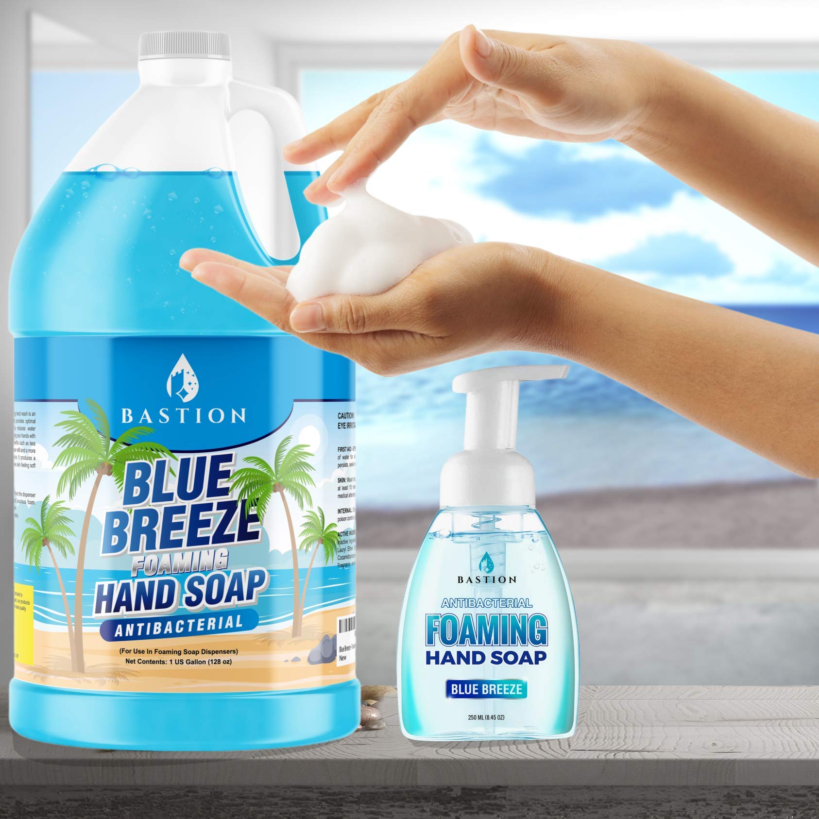 Bastion Blue Breeze – distributeur mousse compatible, réapprovisionnement simple et propre.