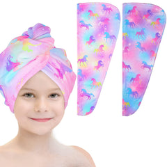 Basumee serviette microfibre licorne: absorption rapide pour cheveux mouillés des enfants.
