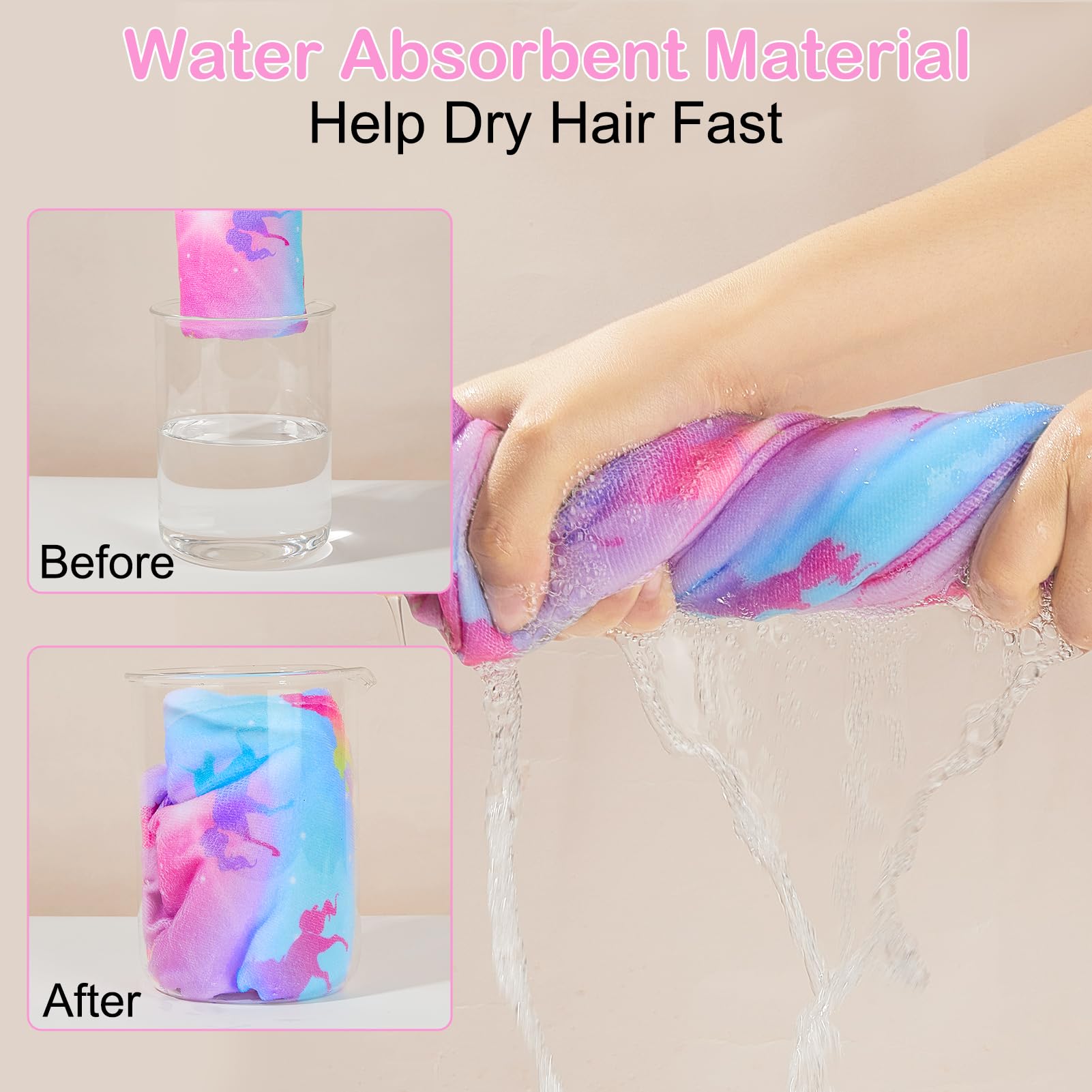 Basumee serviette microfibre sirene: sèche efficacement les cheveux des petites filles.