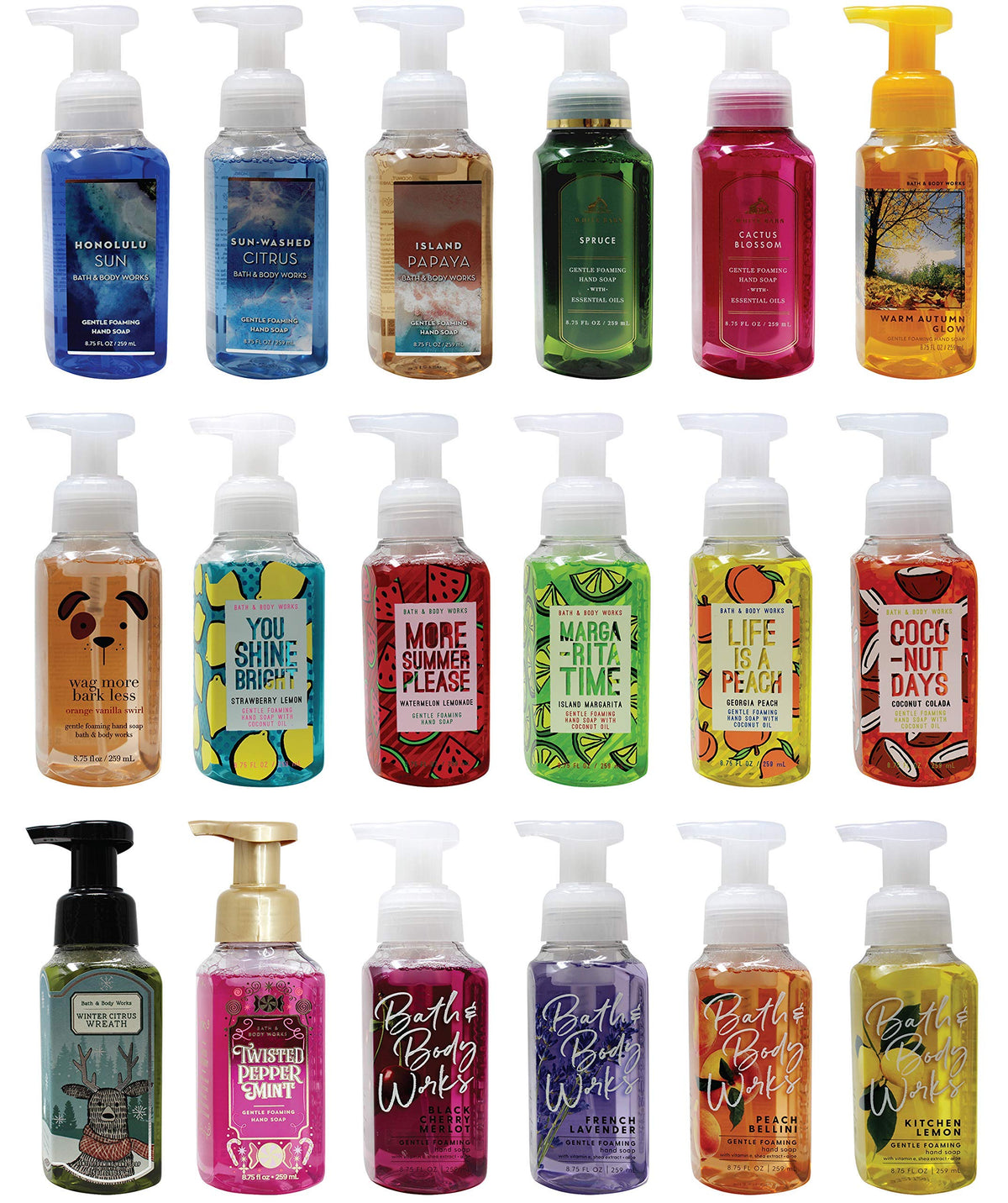 Bath & Body Works assortiment 5-pack savon moussant doux pour les mains, hydratant et parfumé.