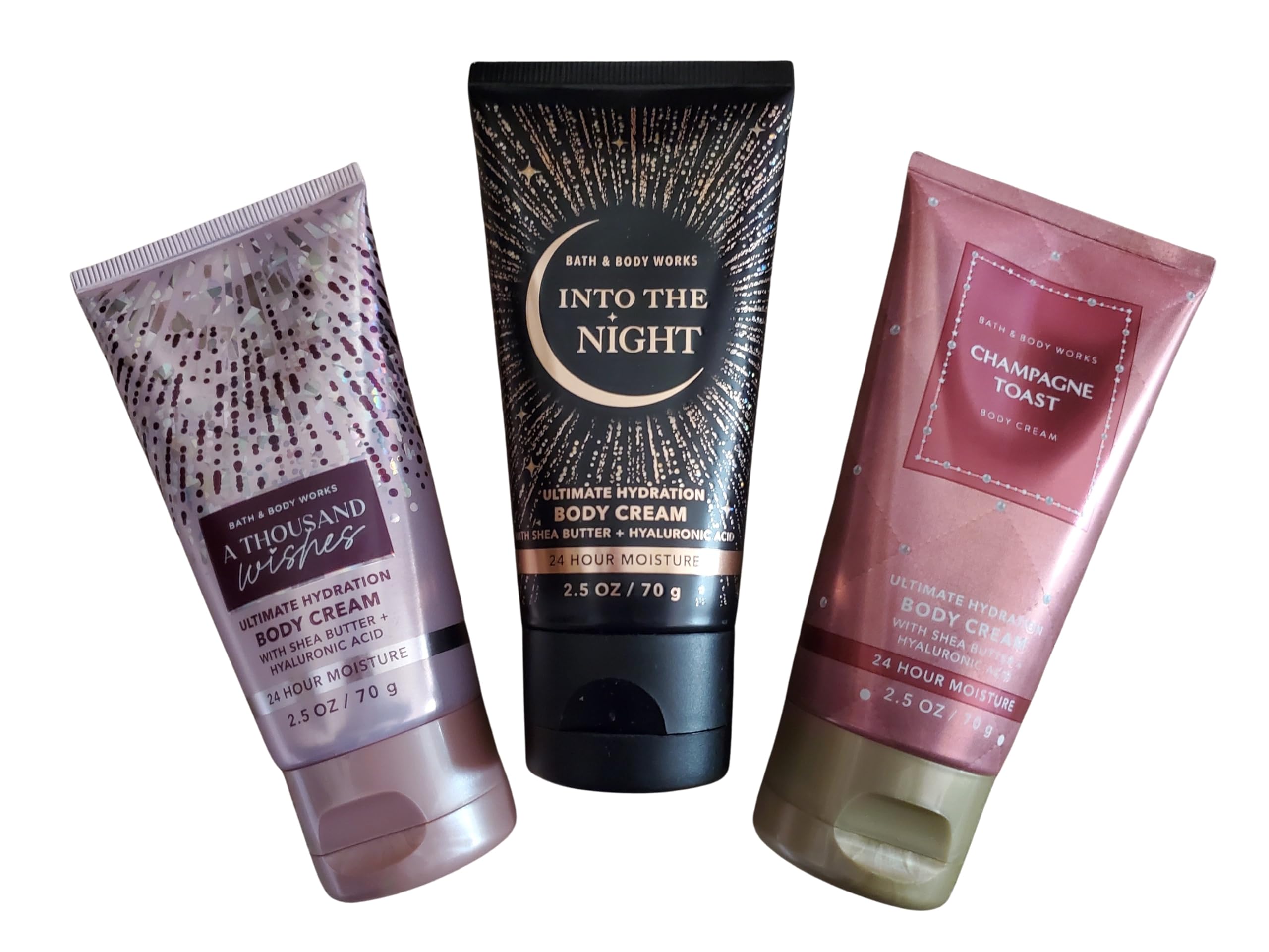 Bath & Body Works Thousand Wishes, bouteille festive offrant une hydratation quotidienne.