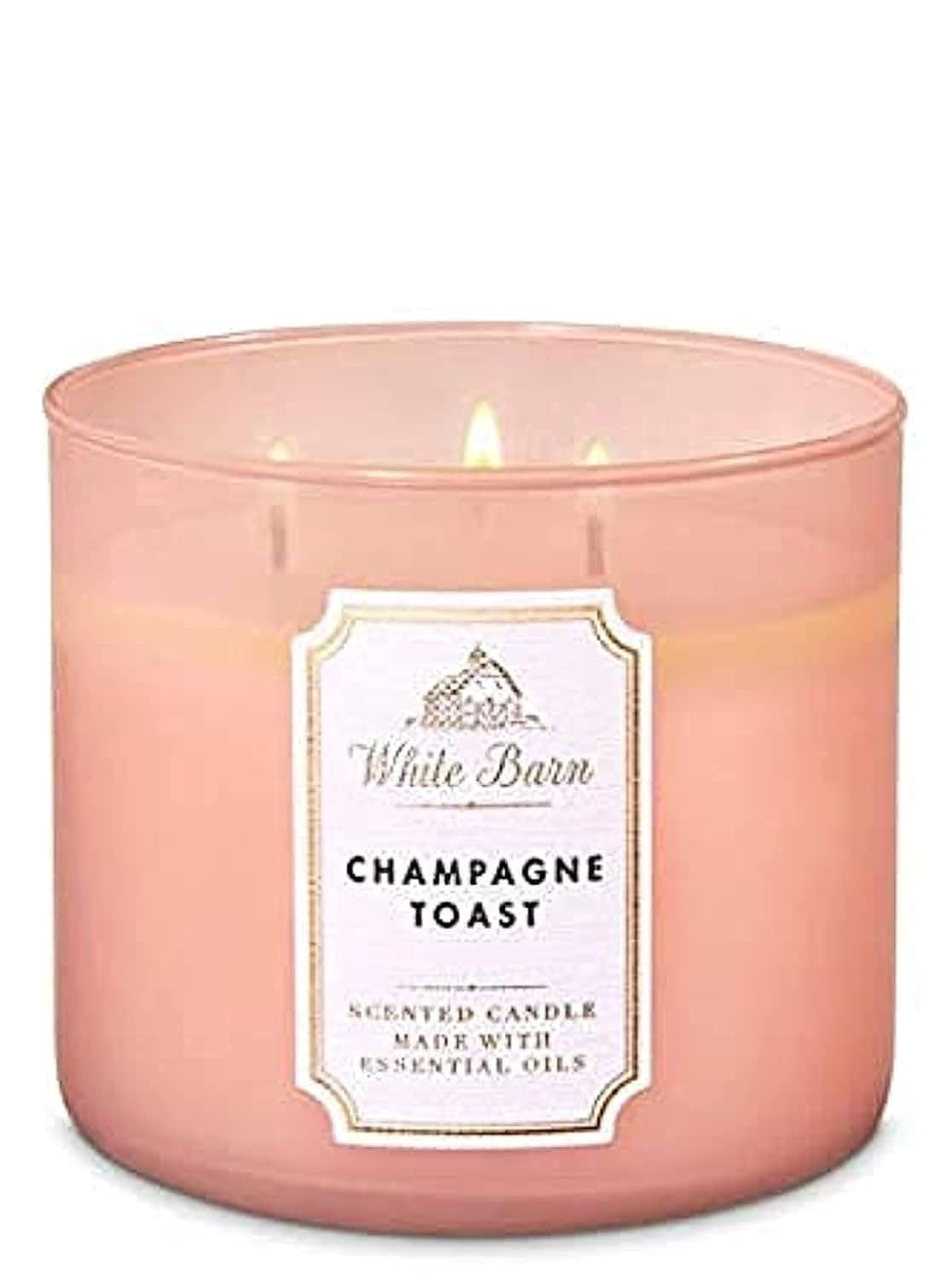 Bougie Champagne Toast Bath & Body Works à trois mèches, parfaite pour l'ambiance festive