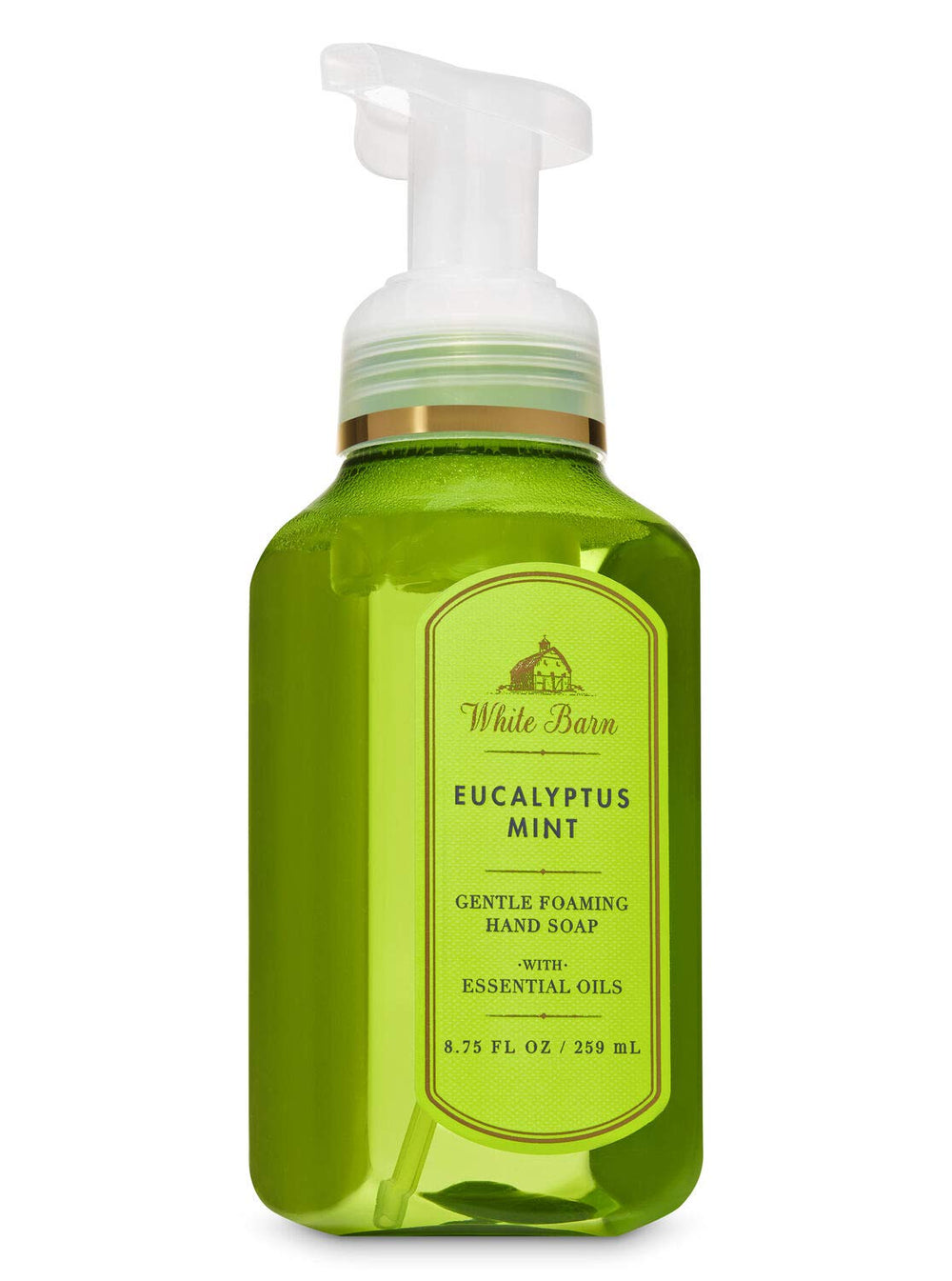 Bath & Body Works White Barn Eucalyptus Mint, nouveau conditionnement; design pratique et élégant.