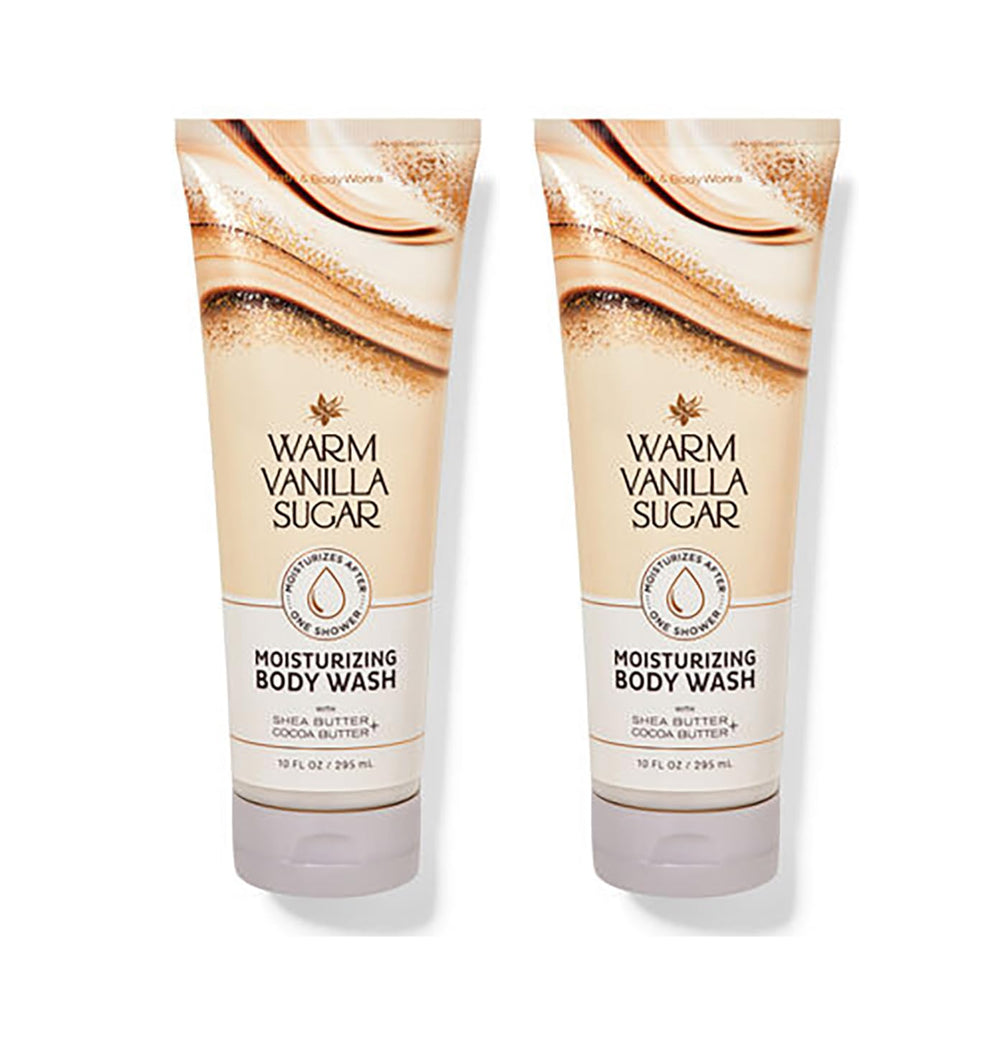 Bath & Body Works gel-douche hydratant vanille chaude, bouteille crémeuse et parfum réconfortant.