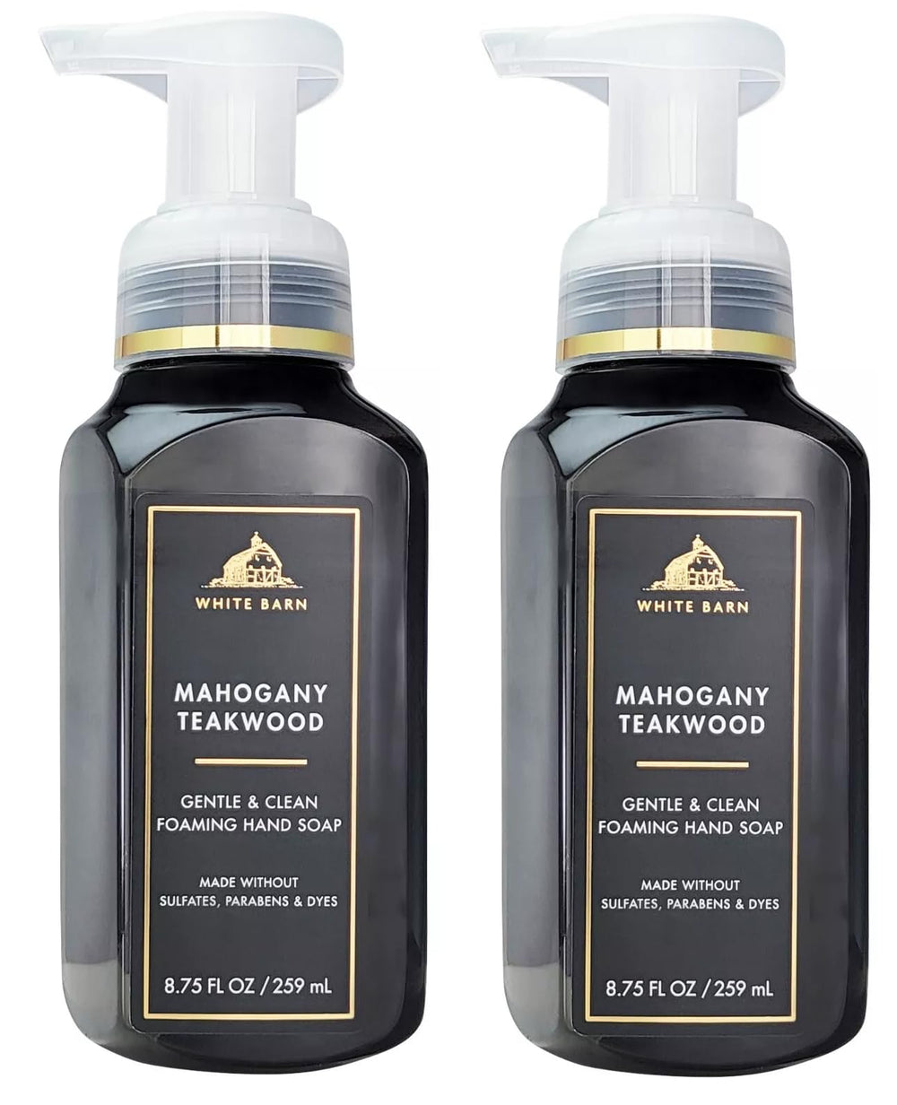 Gel moussant Bath & Body Works pour les mains Mahogany Teakwoods, mousse luxueuse qui laisse les mains douces et légèrement parfumées.