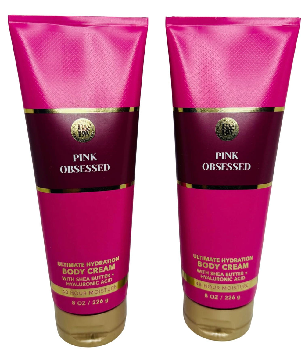 Bath & Body Works Pink Obsessed crème hydratante ultime, pot 8 onces, lot de 2 pour peau douce.