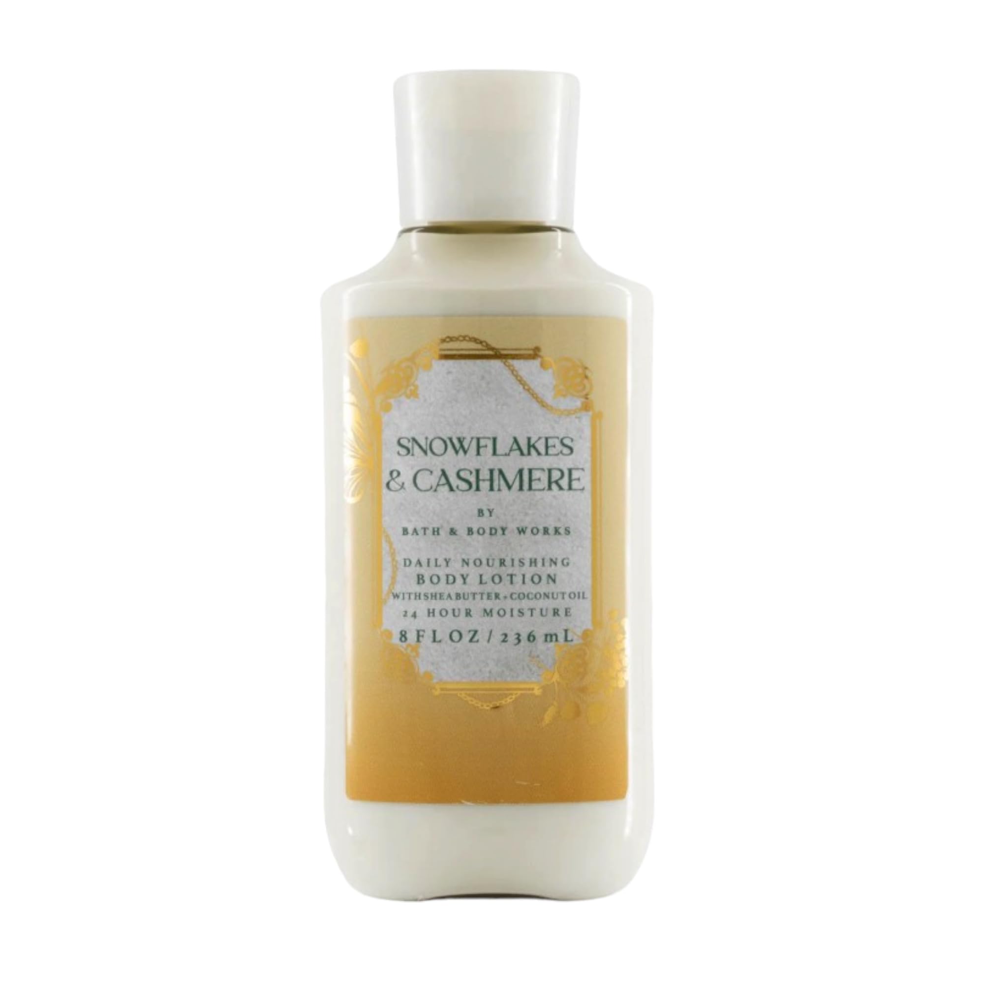 Bath & Body Works Snowflakes and Cashmere, visuel lotion, hydratation durable et parfum réconfortant.