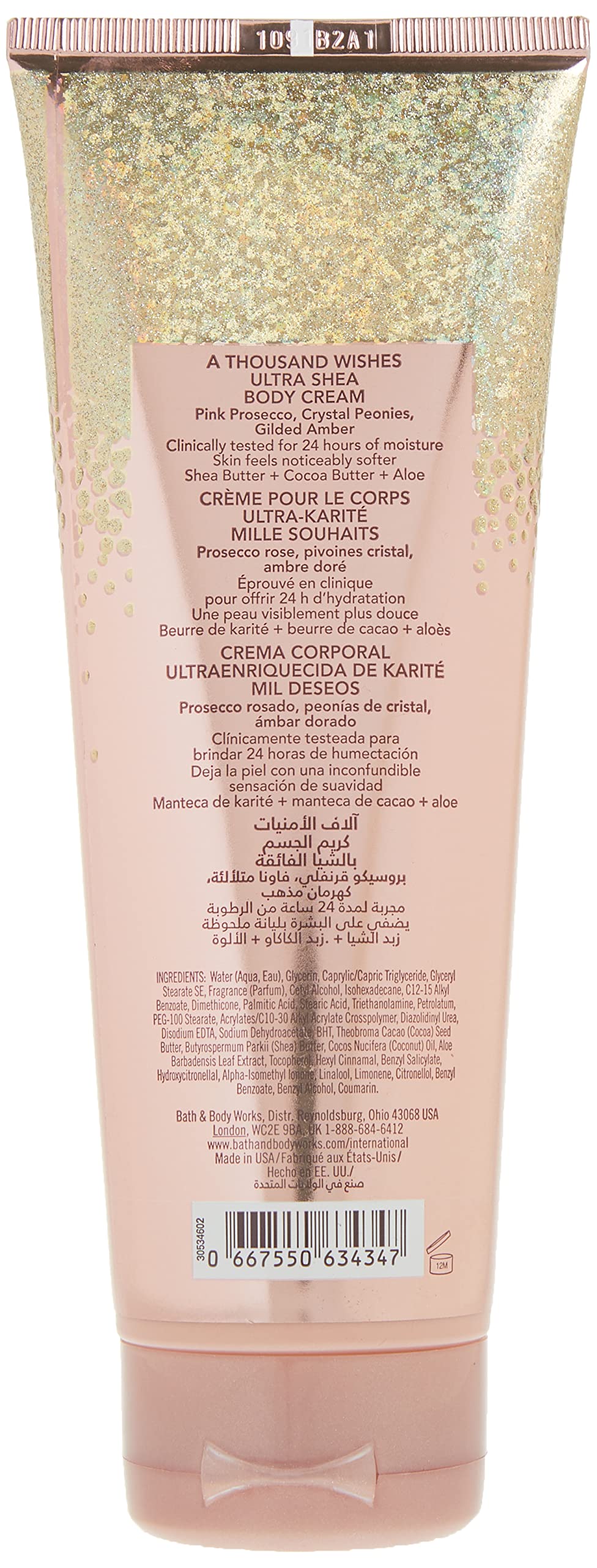 Texture onctueuse de la crème Bath & Body Works A Thousand Wishes sur la peau, douceur durable
