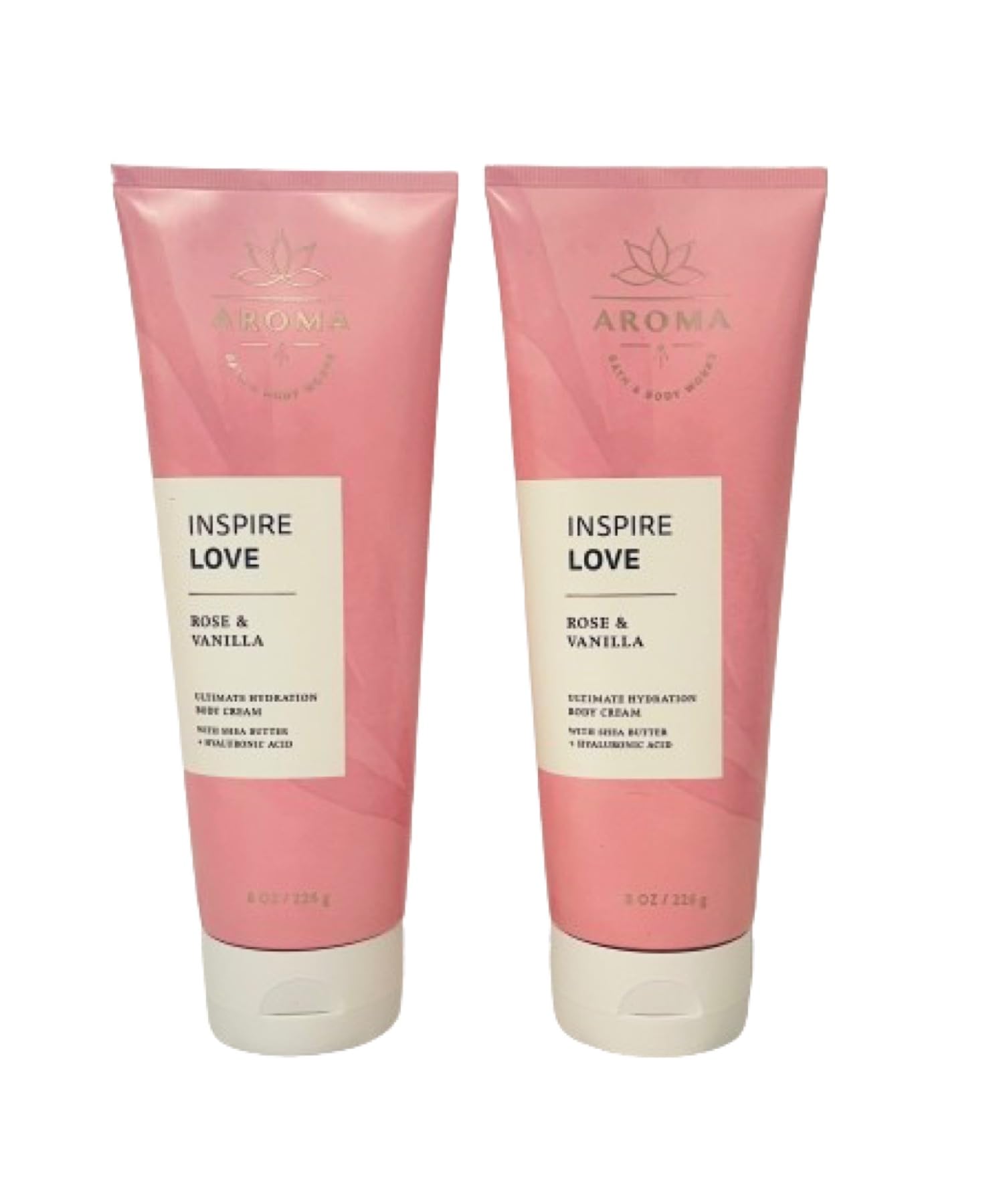 Bath & Body Works Aromathérapie Amour Rose Vanille emballage duo, hydratation douce pour la peau.