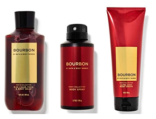 Flacon spray Bourbon Bath & Body Works vu sous divers angles.