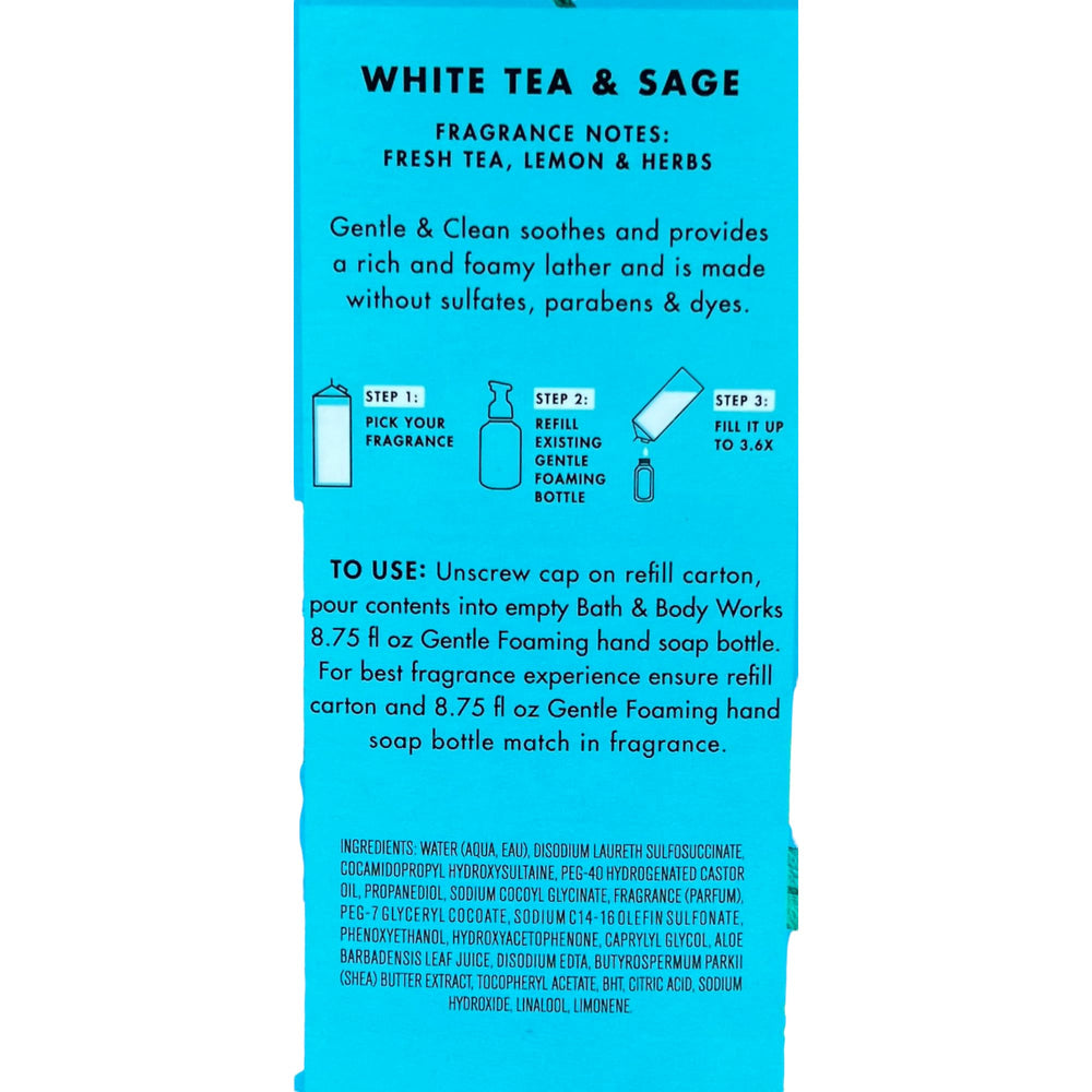 Bath & Body Works Bouteille Thé Blanc Sauge – présentation nette et expérience sensorielle durable.