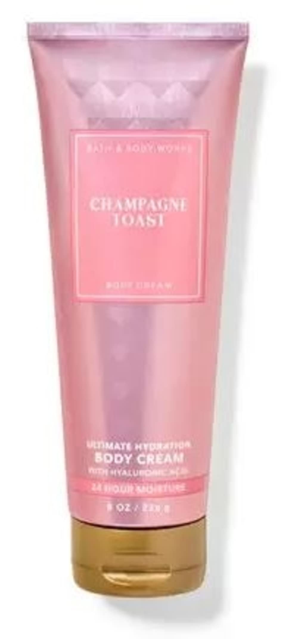Texture veloutée Champagne Toast sur peau, Bath & Body Works.