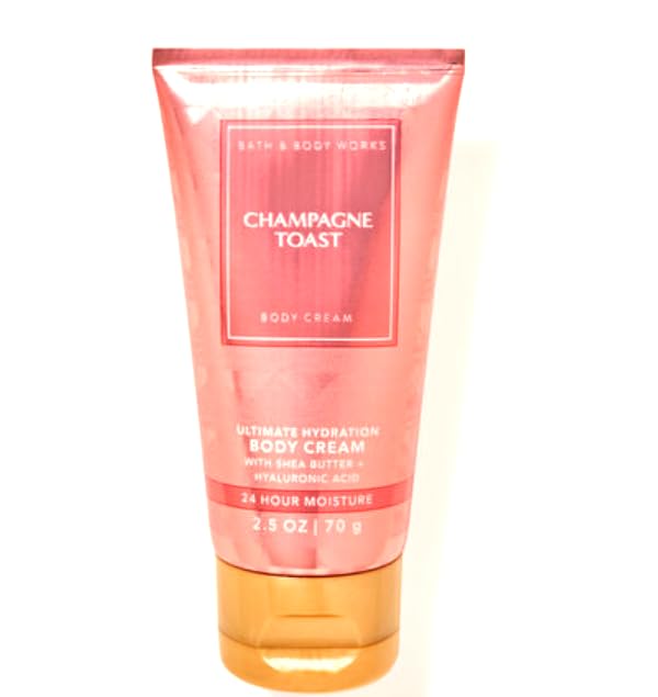 Crème Bath & Body Works Champagne Toast, texture cremeuse et application rapide.
