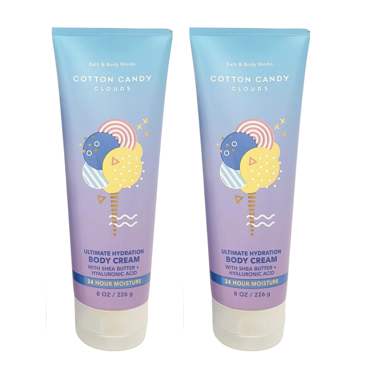 Bath & Body Works crème-corps hydratante, nuages coton barbe-a-papa, soin nourrissant durable.