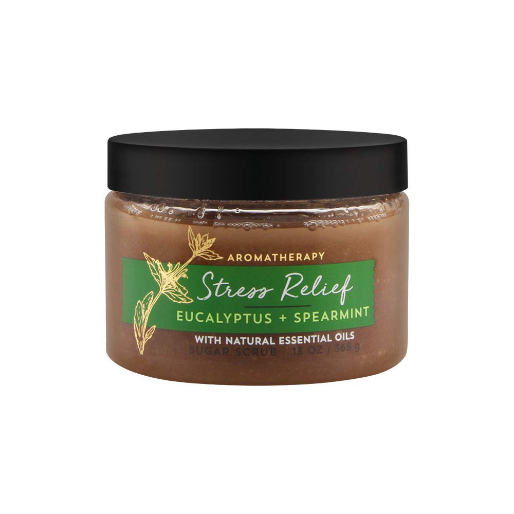Bath & Body Works Gommage Sucre Eucalyptus et Menthe Poivrée, bouteille illustrant soin relaxant et exfoliant doux.