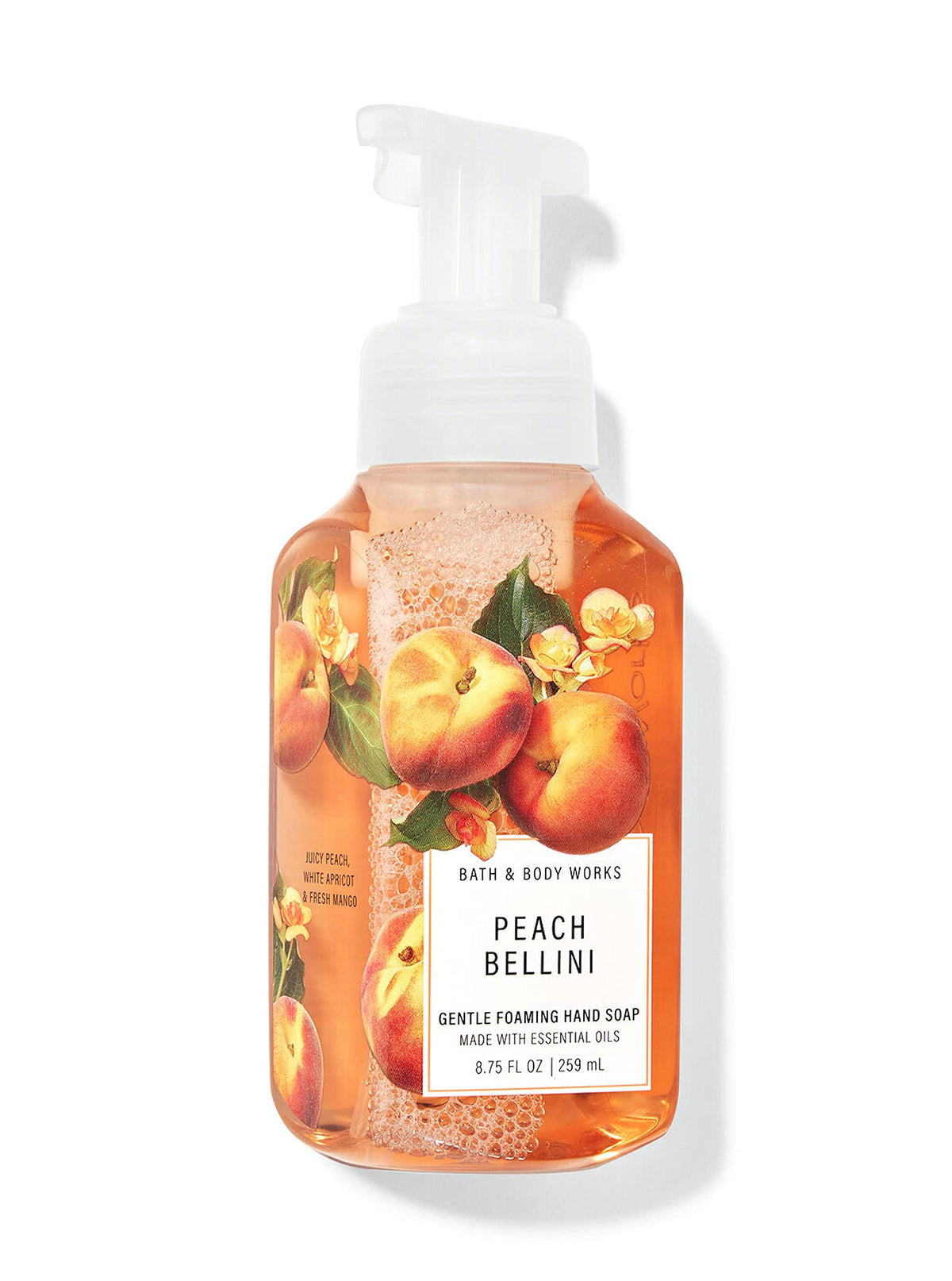 Bath & Body Works Gentle Foaming Hand Soap Peach Bellini, bouteille-pompe, parfum fruité pour les mains