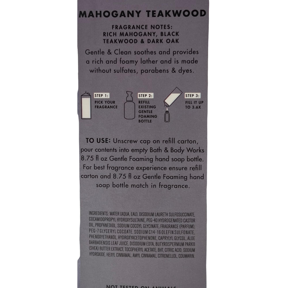 Bath & Body Works Mahogany Teakwood foaming action showing rich, gentle lather.