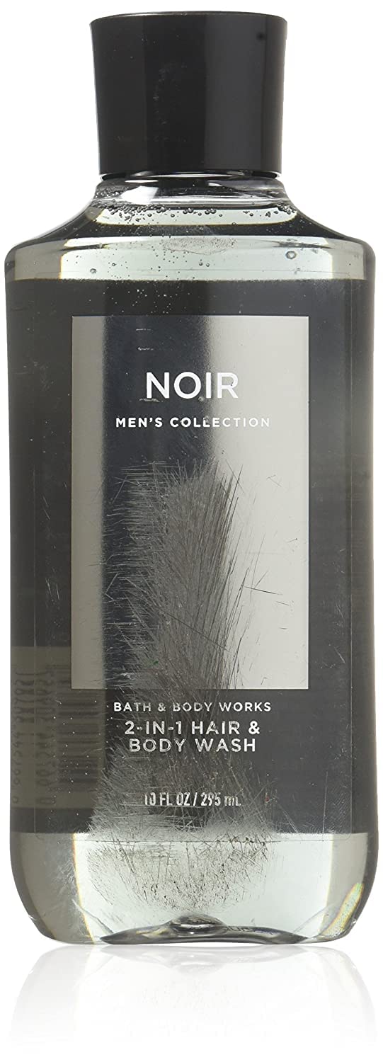 Bath & Body Works Noir pour hommes, bouteille 10 oz, nettoie corps et cheveux rapidement.