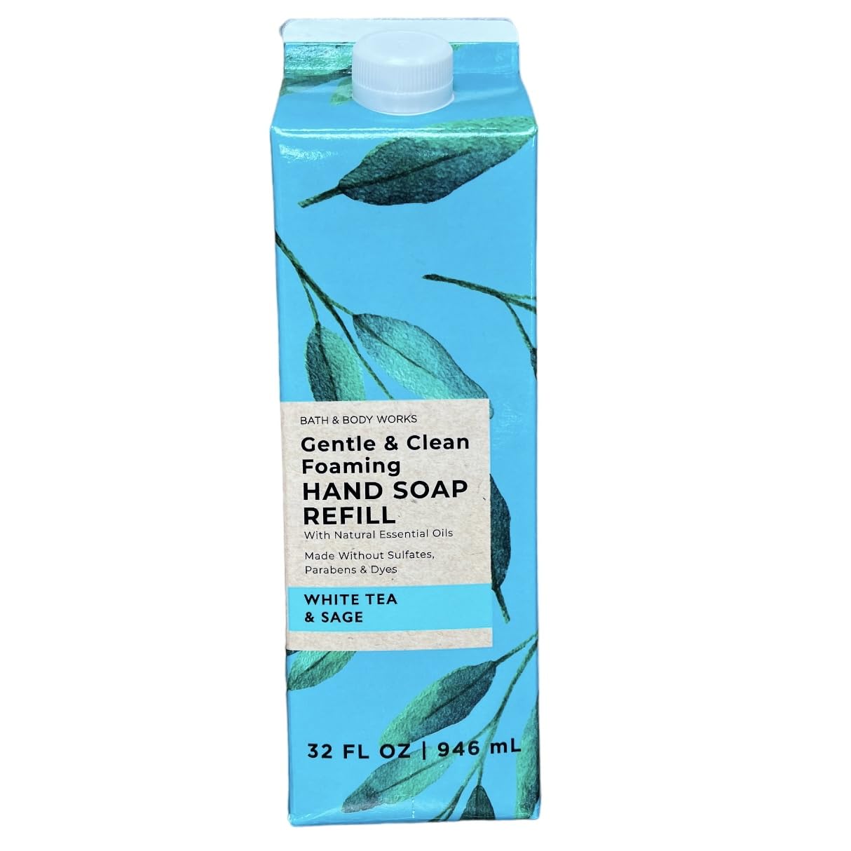 Bath & Body Works Refill Mousse Douce Thé Blanc Sauge pour un lavage minutieux et parfum frais.