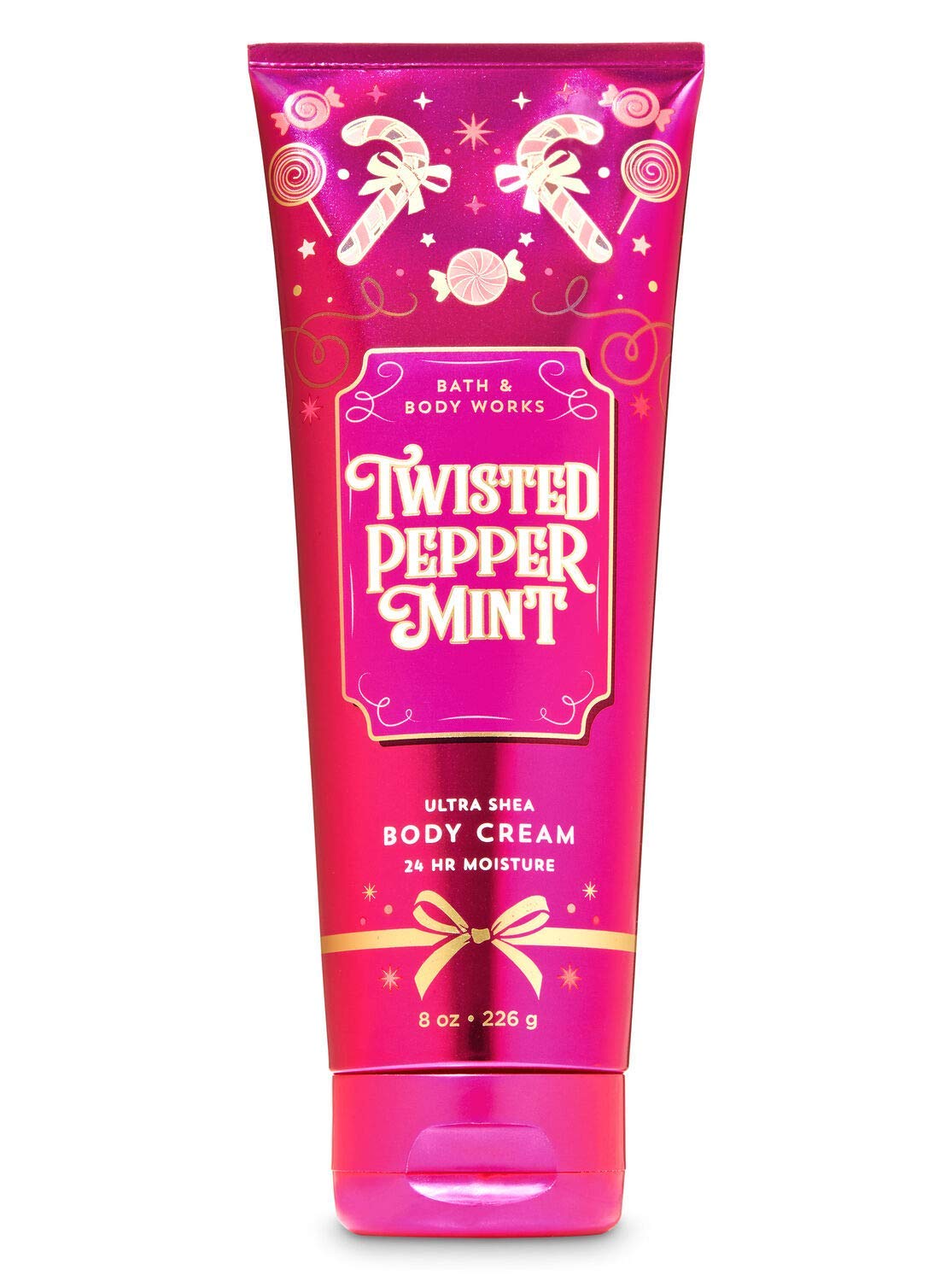 Bath & Body Works Twisted Peppermint, crème-corps 8oz, hydratation durable.