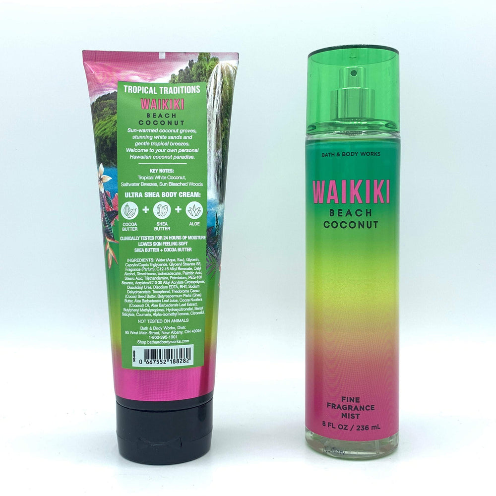 Brume parfumée Bath & Body Works Waikiki Beach Coconut, parfum léger et tropical.