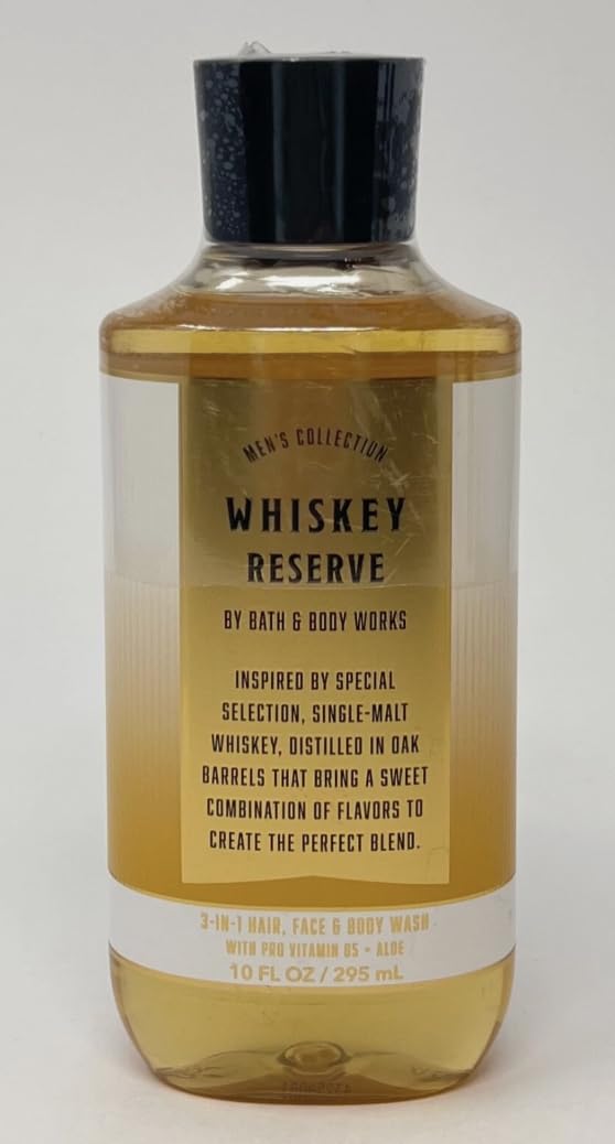 Bath & Body Works Whiskey & Reserve Bourbon: bouteille 3-en-1 prête pour la douche.