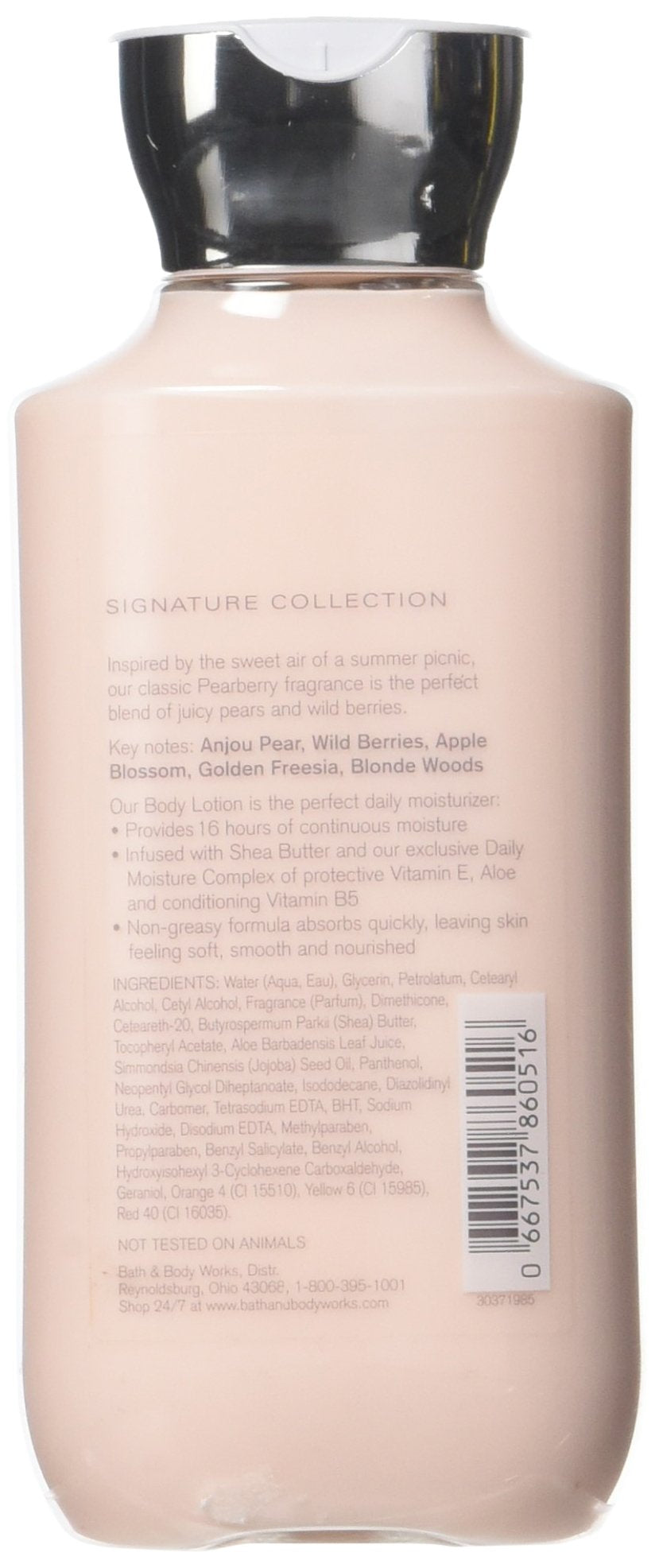 Lotion Pearberry Bath & Body Works sur peau, absorption rapide et douceur durable.
