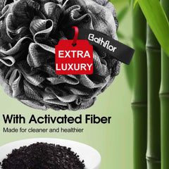 Bathflor éponge luffa à poignée longue pour atteindre le dos facilement.