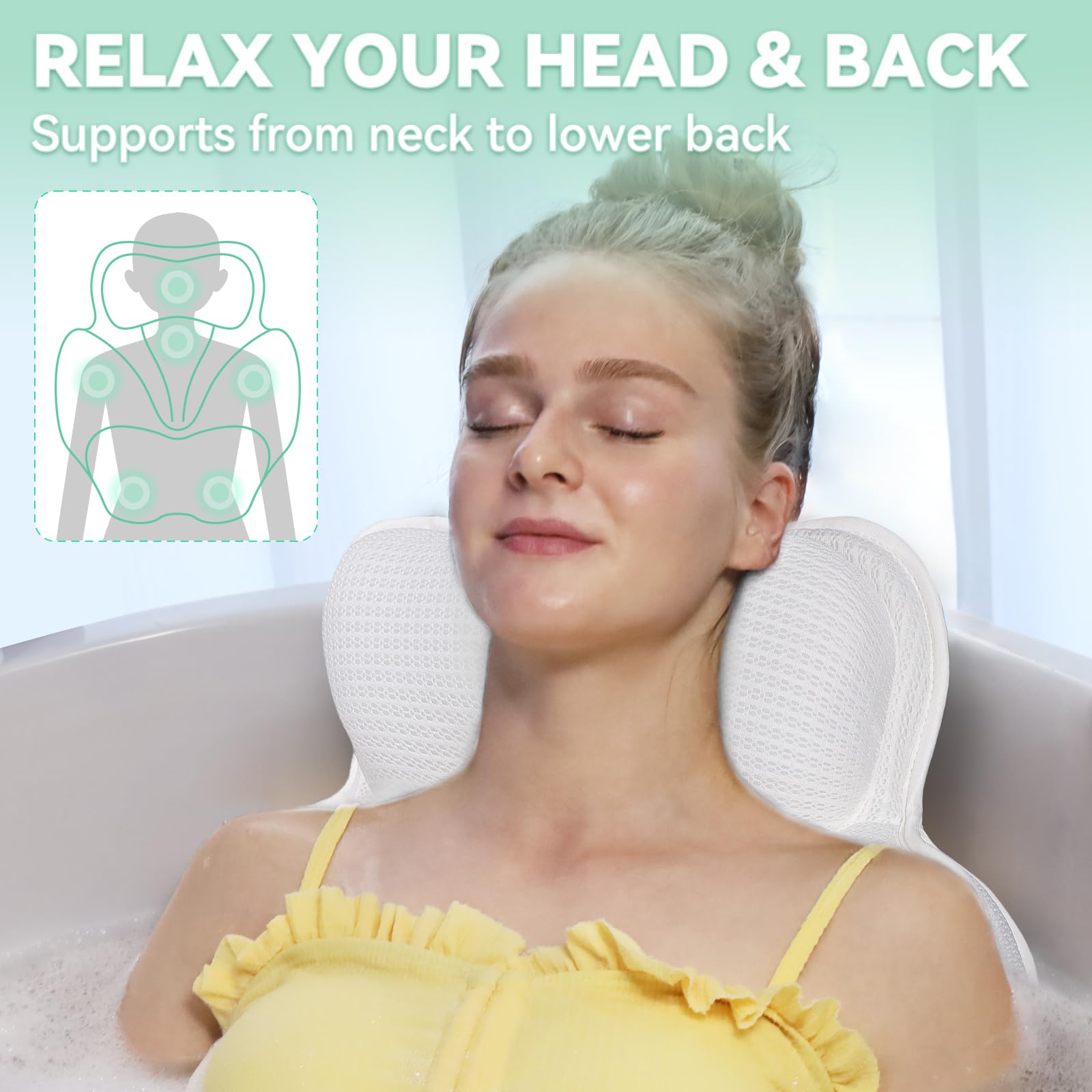 Bathland coussin bain support tête pour une posture reposante.