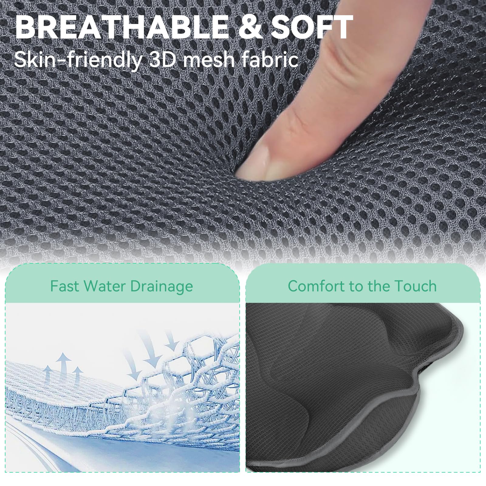 Bathland oreiller baignoire tissu 4D respire et reste frais après usage.