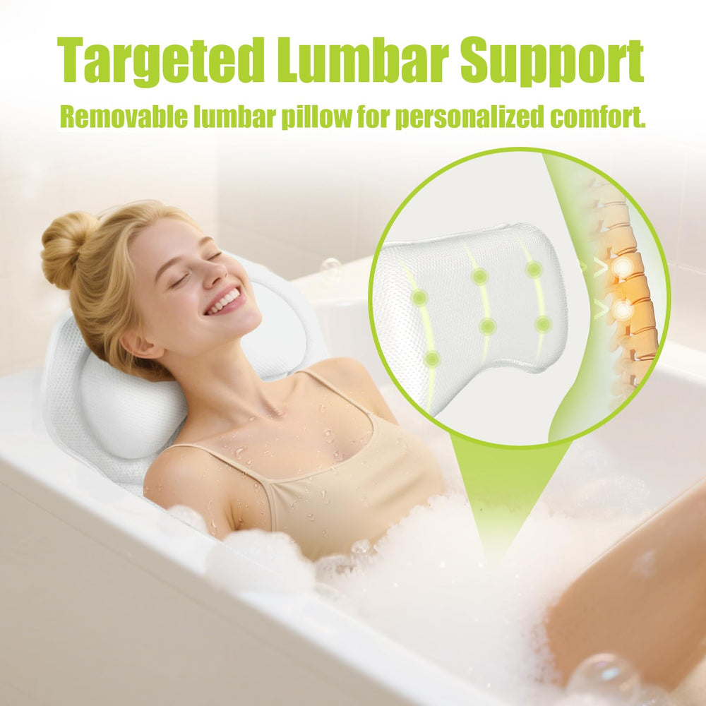 Bathland oreiller bain-dos-lombaire procure un soutien équilibré pendant le soak.