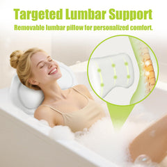 Bathland oreiller bain-dos-lombaire procure un soutien équilibré pendant le soak.