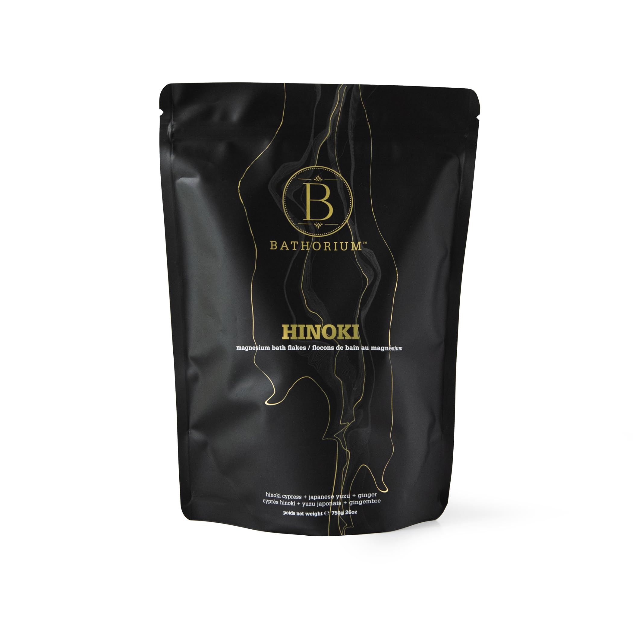 Bathorium Hinoki: flocons minéraux pour détente musculaire et peau sensible.