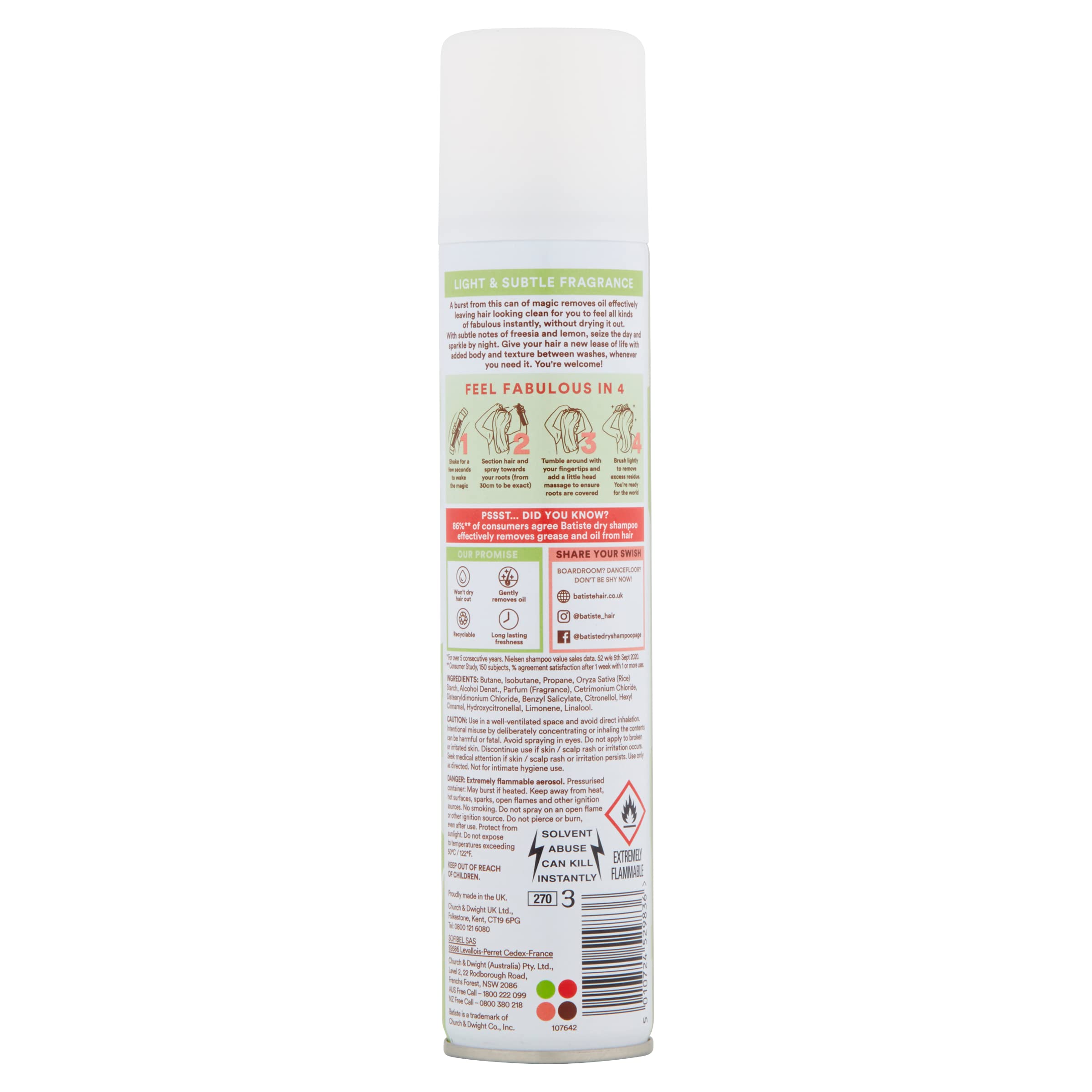 Batiste Bare avant/après comparaison rapide des cheveux