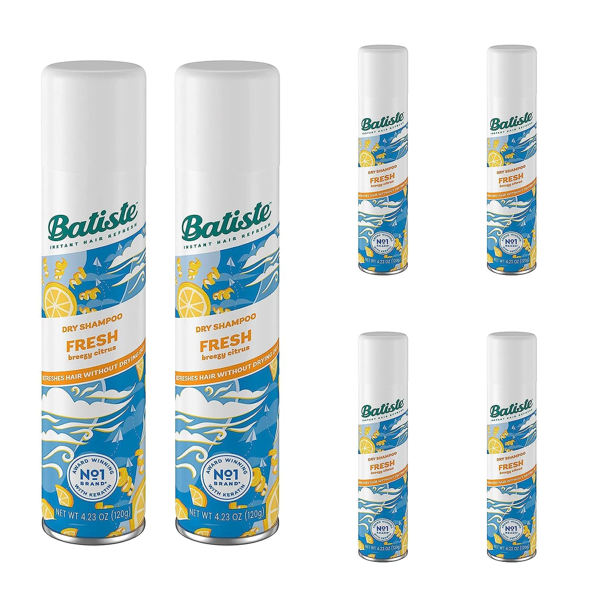 Batiste – aérosol sec citron frais pour rafraîchir rapidement les cheveux entre les lavages.