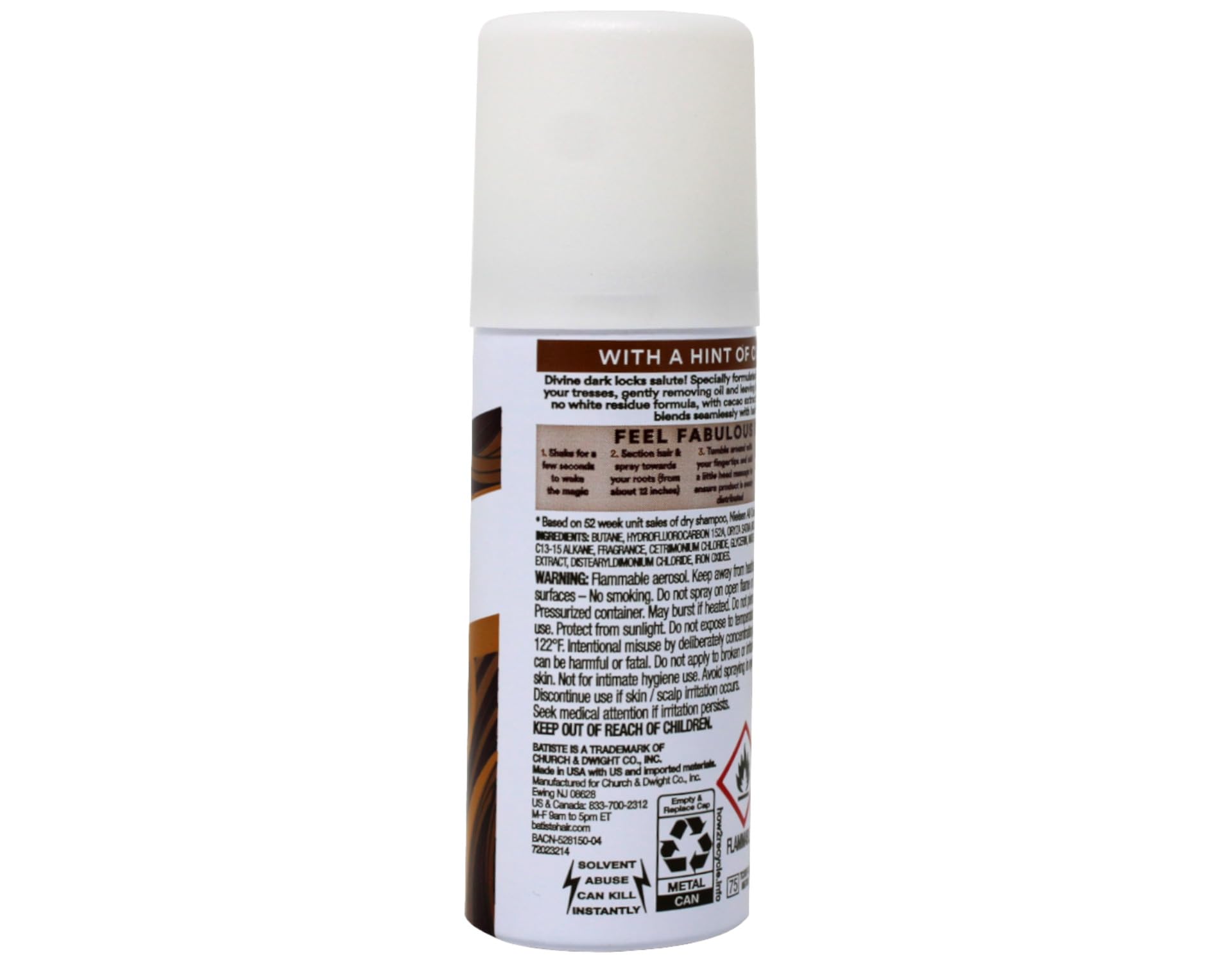 Batiste Dry Shampoo Dark camoufle les racines colorées avec naturel.