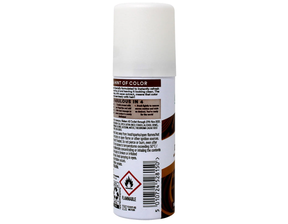 Batiste Dry Shampoo Dark format voyage idéal pour salle de sport et bureau.