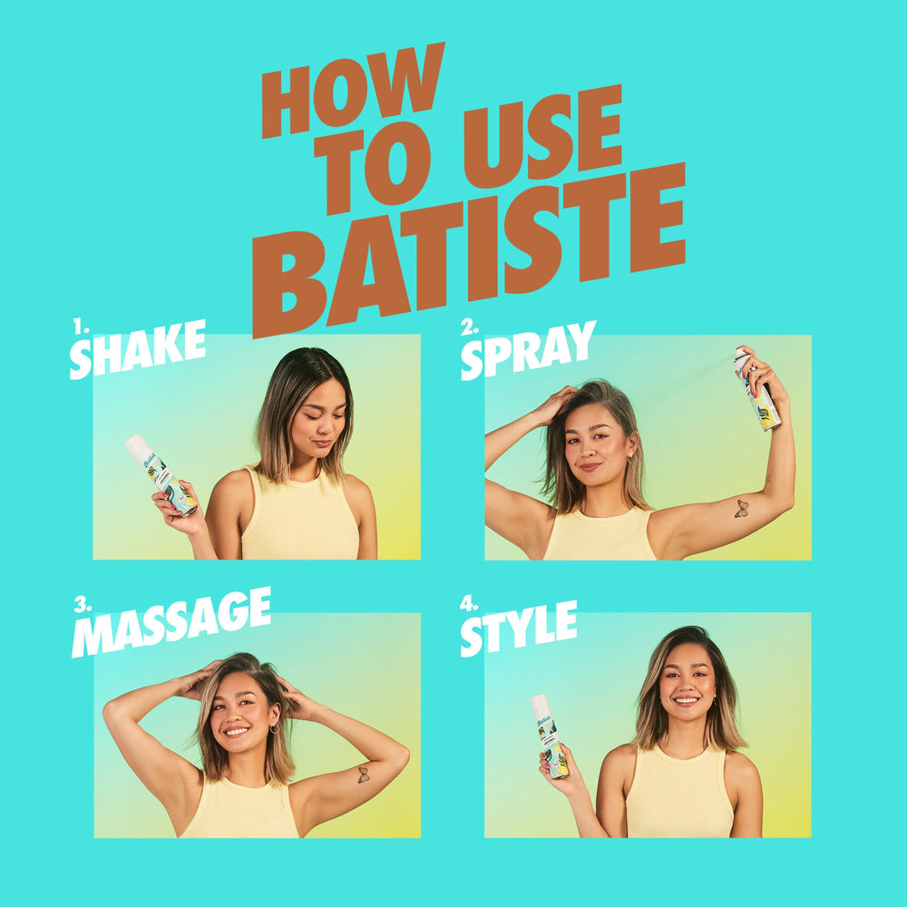 Batiste Shampoing Sec Noir – absorption d’huile à la racine pour un look frais.