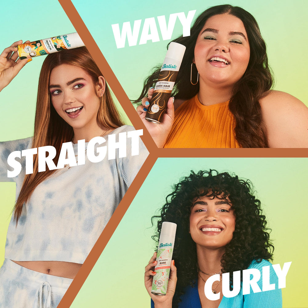 Batiste Shampoing Sec Noir – parfum subtil de bergamote, pêche blanche et vanille.