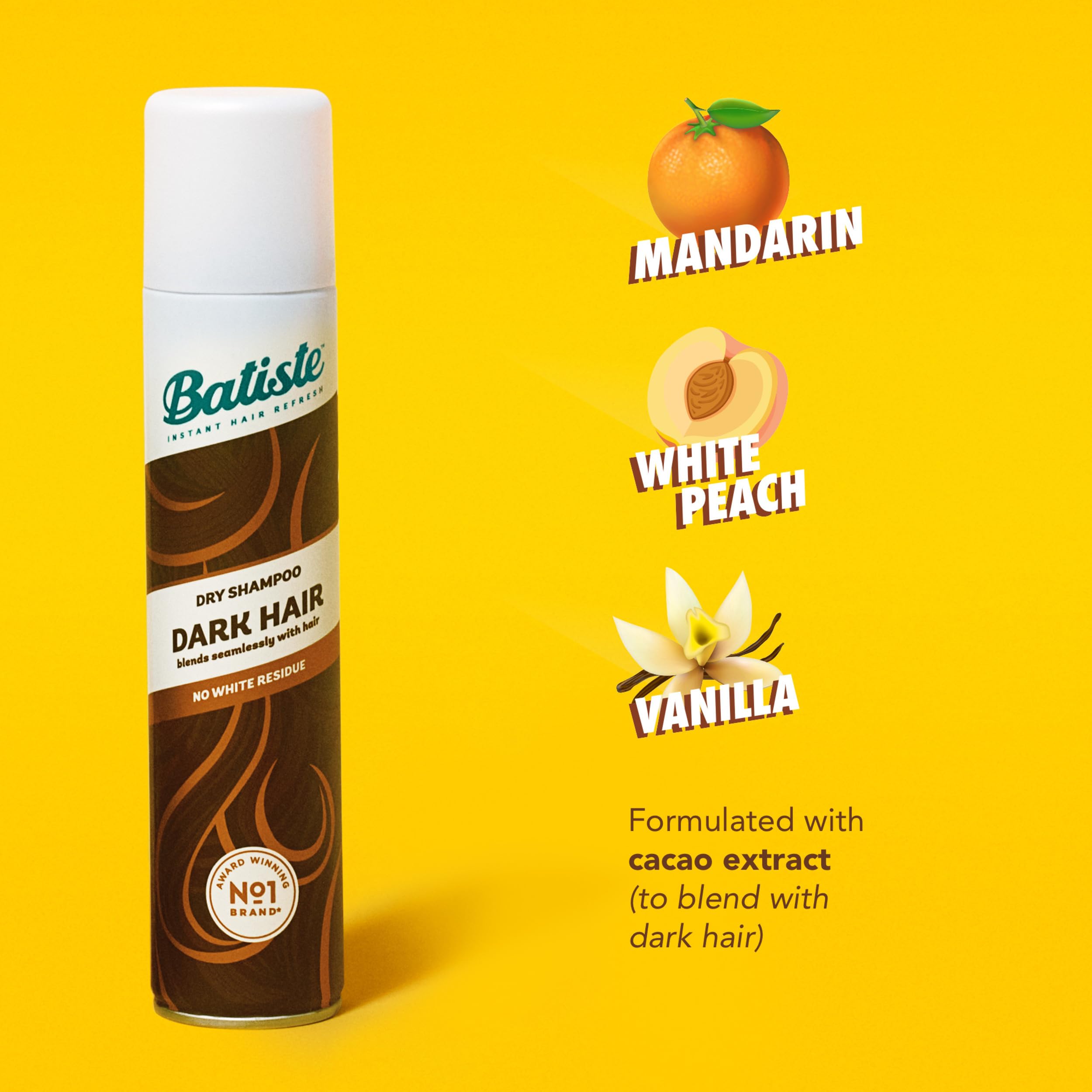 Batiste Shampoing Sec Noir – spray fin qui rafraîchit les racines entre les lavages.