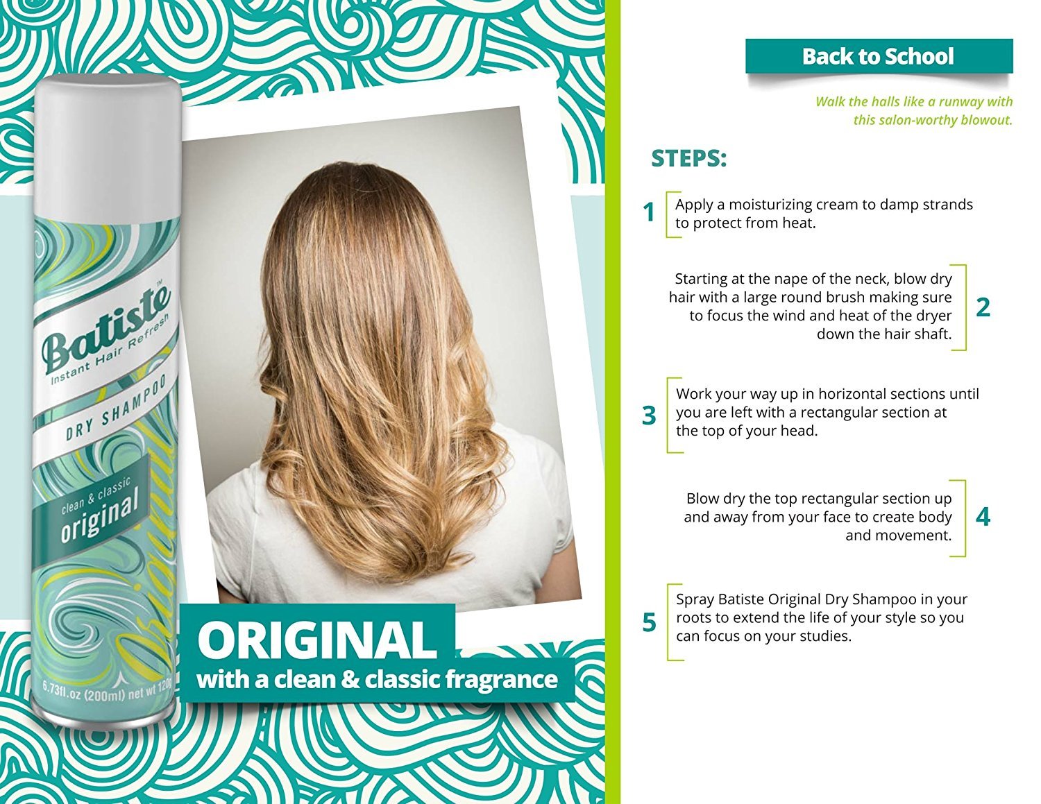 Batiste Parfum Classique, pulvérisateur rafraîchissant entre les lavages sans eau.