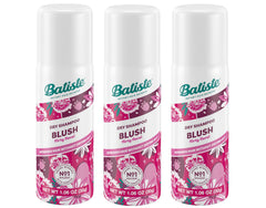 Batiste Shampoing Sec Floral et Fruité Blush en pack de 3, prêt à l'emploi.