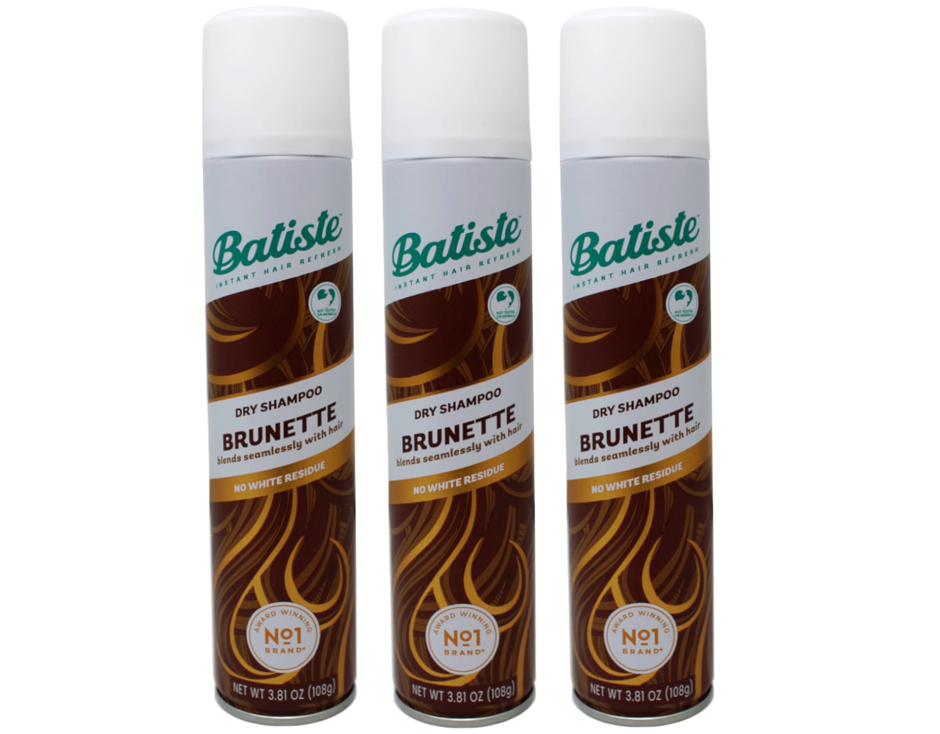 Batiste Shampoing Sec pour cheveux bruns, pack de 3, format pratique.