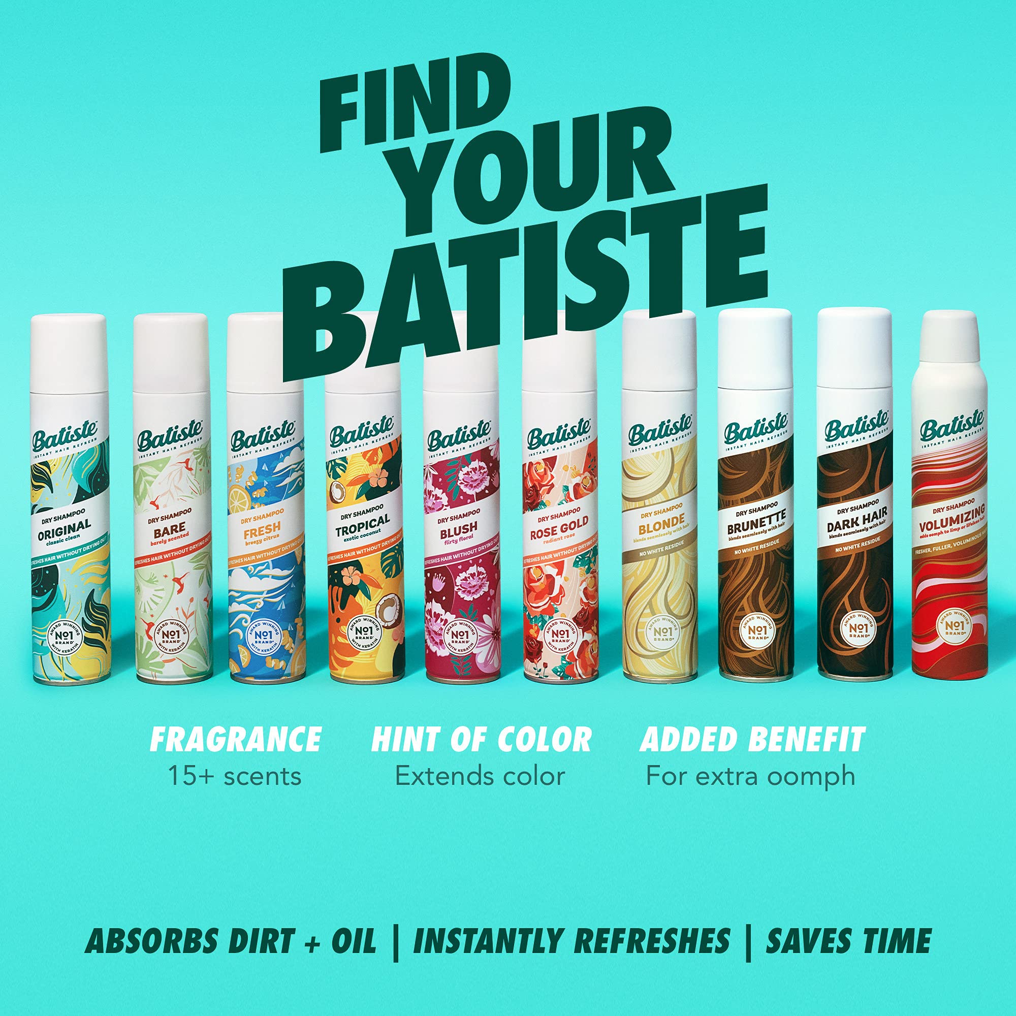 Batiste Shampoing Sec Original – adapté à toutes les couleurs et textures.