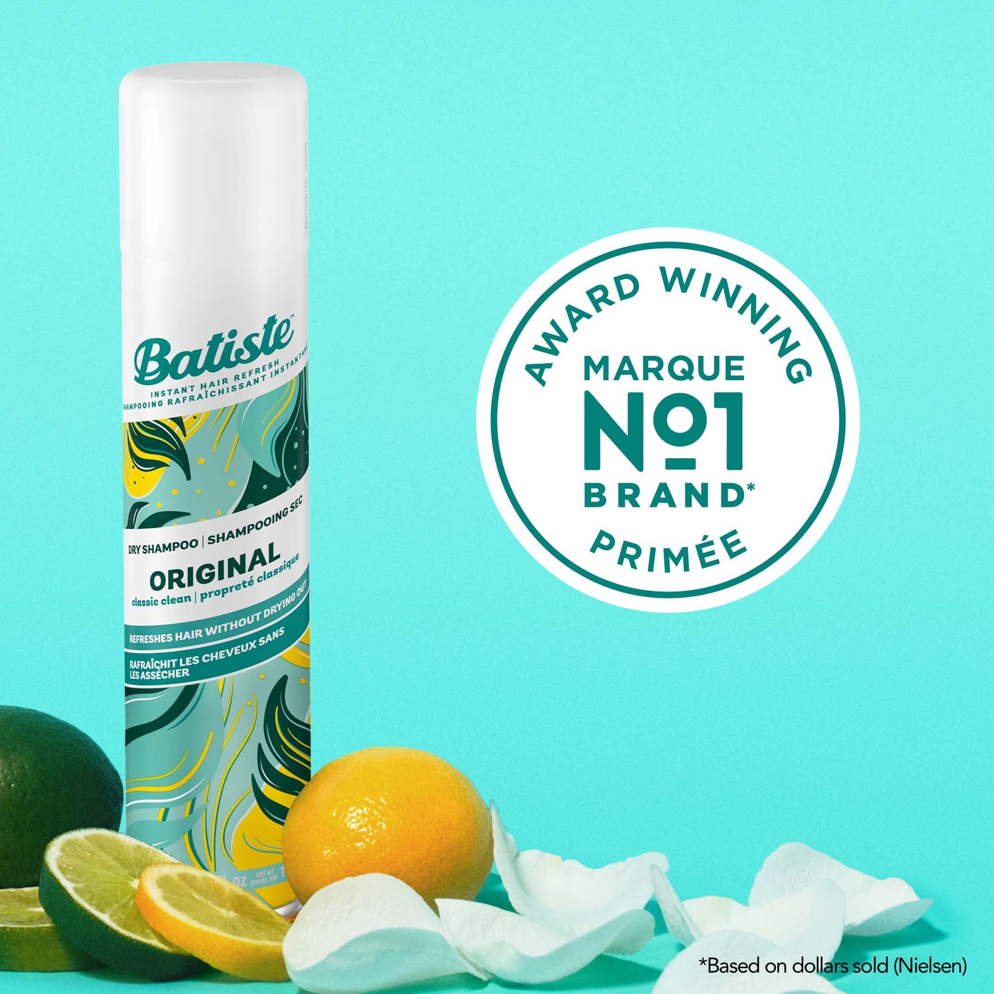 Batiste Shampoing Sec Original — pulvérisateur précis pour une application sans eau.