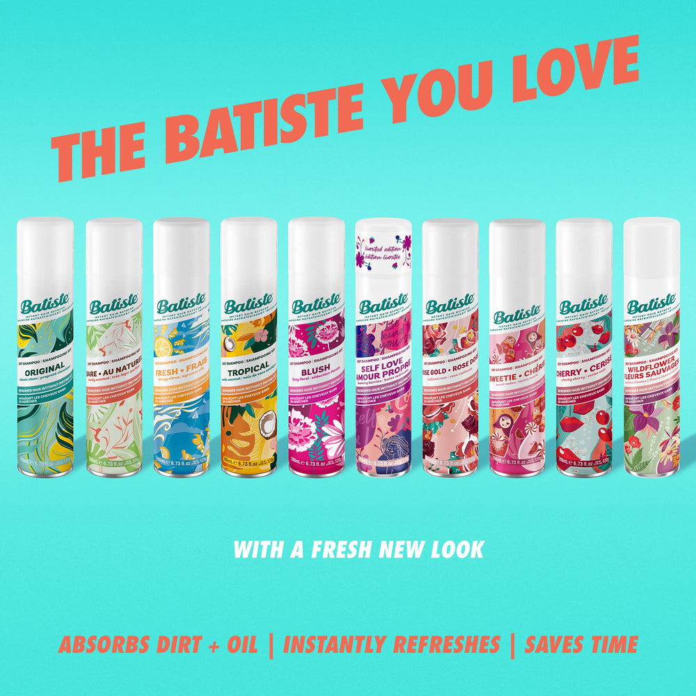 Batiste Shampoing Sec Original — volume et texture immédiats sans rinçage.