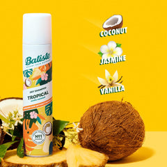Batiste Shampoing-sec Tropical — application simple des mains.