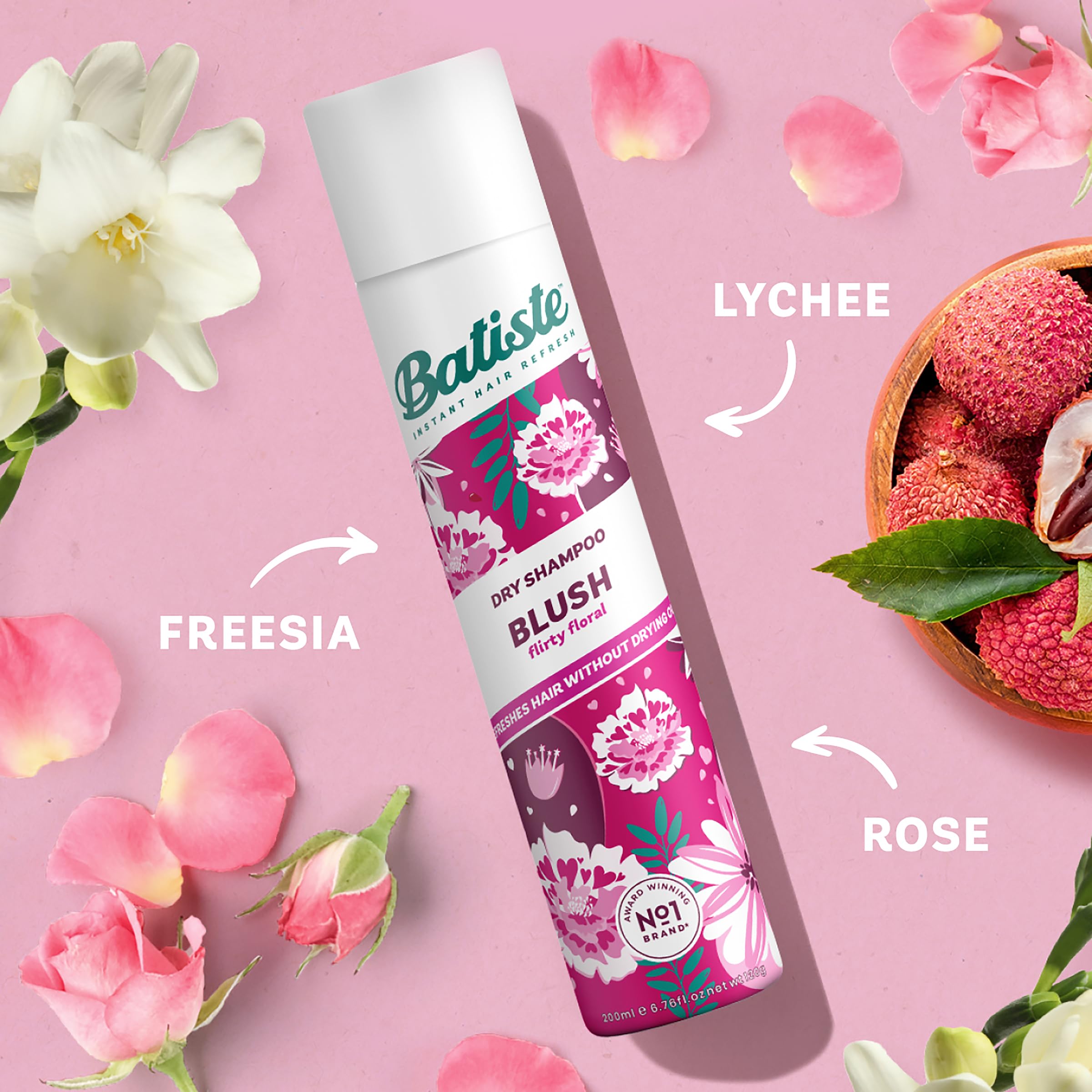 Batiste Shampooing Sec Blush, absorption d'huile, cheveux sans brillance rapide