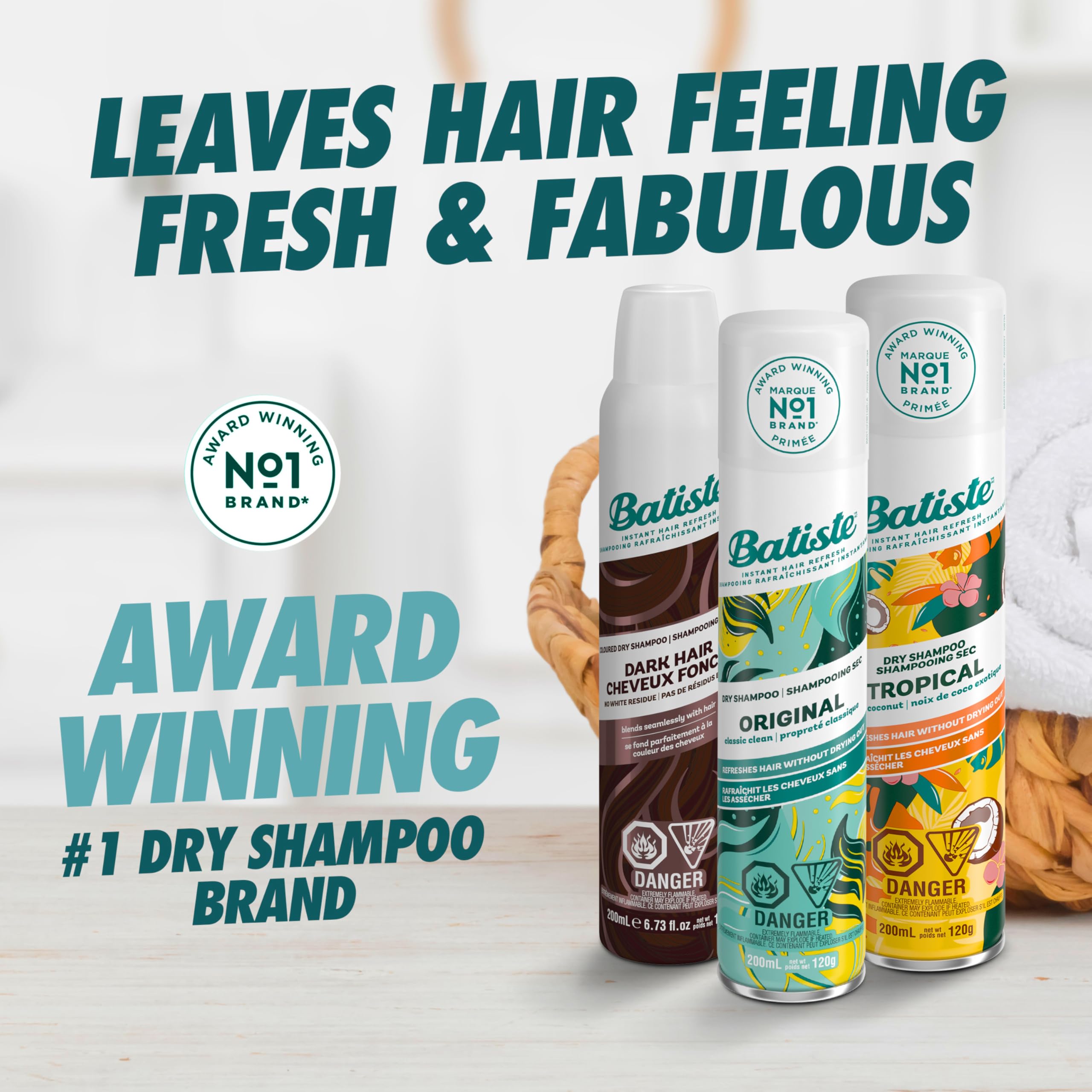 Batiste Shampooing Sec Brilliant Blonde — Application entre les lavages pour une fraîcheur rapide.